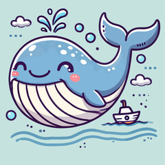 Naklejka premium whale cartoon vector illustration
