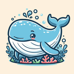 whale cartoon vector illustration