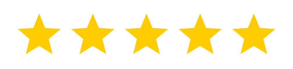 5 gold star. 5 Yellow Pointed Stars vector icon