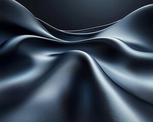 Fototapeta premium Abstract dark gray fabric waves, elegant, smooth, flowing textile texture.