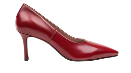 High-heeled shoes in red on transparent background 