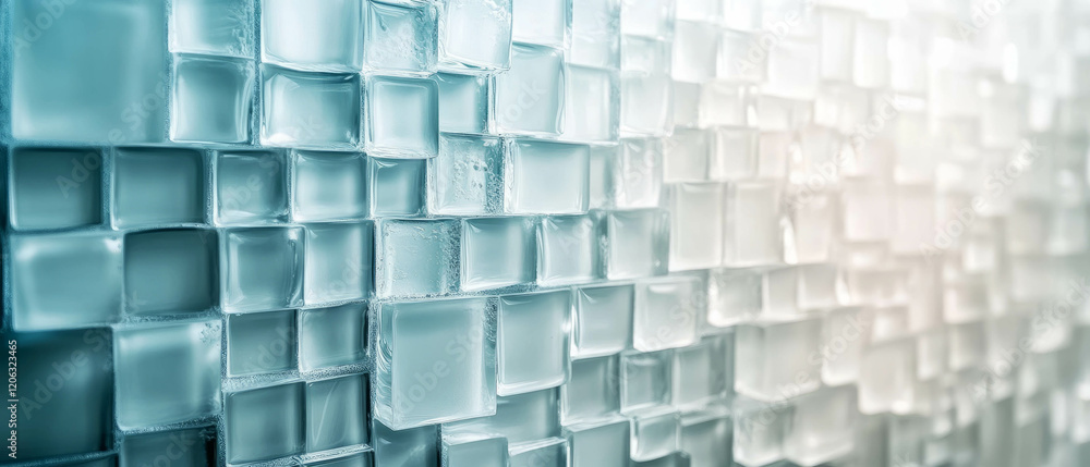 Poster frosted glass tiles showcase unique texture and smooth modular design in interior setting