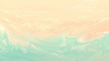 Abstract Peach and Mint Swirl Painting: A Serene Blend of Colors