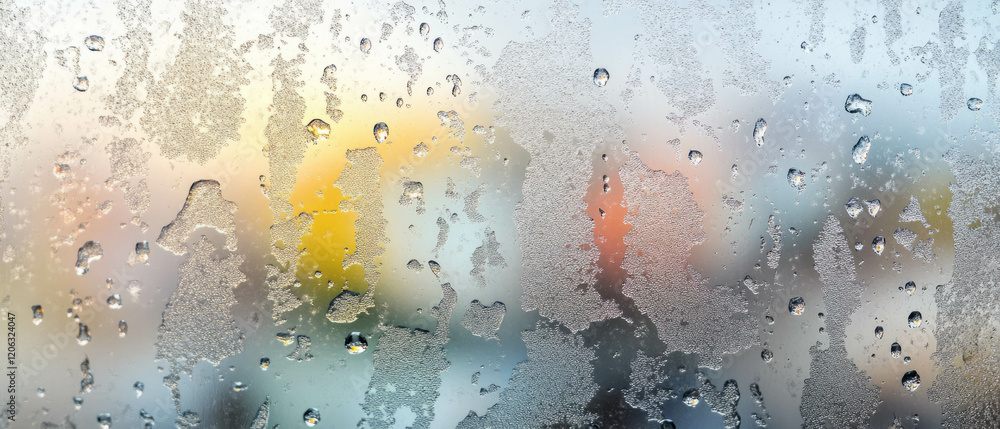Poster frosted glass texture featuring colorful flecks and soft diffused light effects