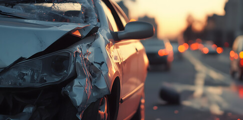 the front view of a car accident