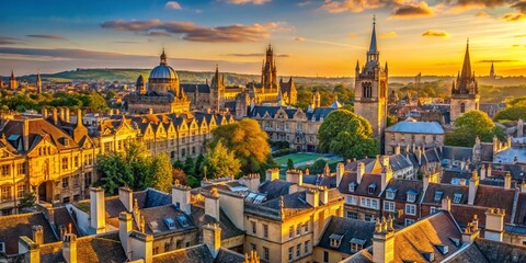 Fototapeta premium Oxford Skyline: High-Resolution Panoramic View of Historic England