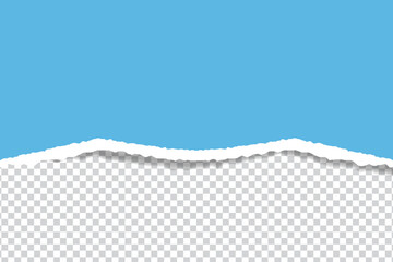 Blue torn paper edge template ripped horizontal strips with shadows border texture design vector