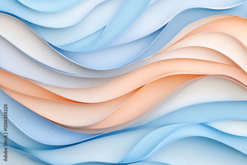 Poster Smooth waves of pastel colors create an elegant, flowing pattern suitable for background design or art projects