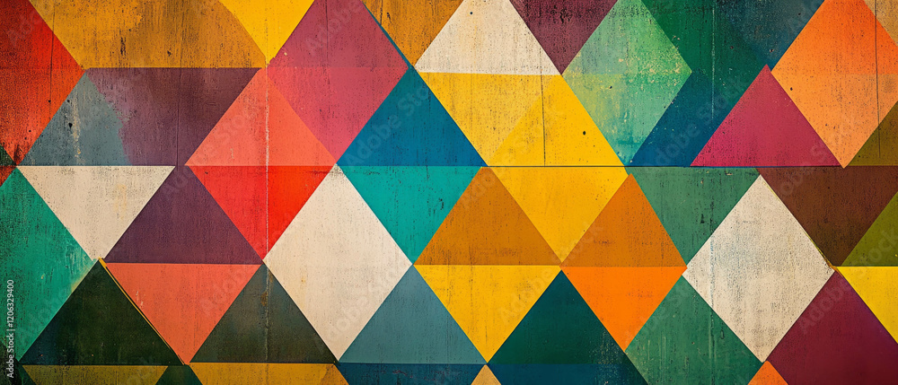 Aufkleber geometric patterns with vibrant colors creating an eye-catching texture on a surface