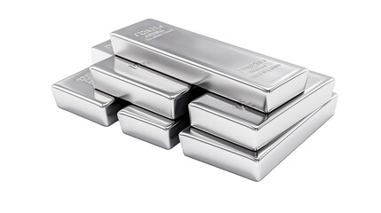 Stack of Gleaming Silver Bars Precious Metal Ingots Wealth Concept Luxury Finance Investment Metal Texture