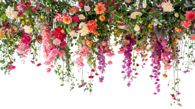 Fototapeta Hanging flower bushes on transparent background