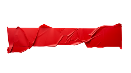 Red Creased Adhesive Tape Strip Isolated on Black Background   Ideal for Design and Mockups