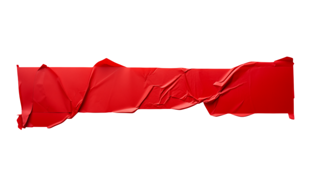 Red Creased Adhesive Tape Strip Isolated on Black Background   Ideal for Design and Mockups