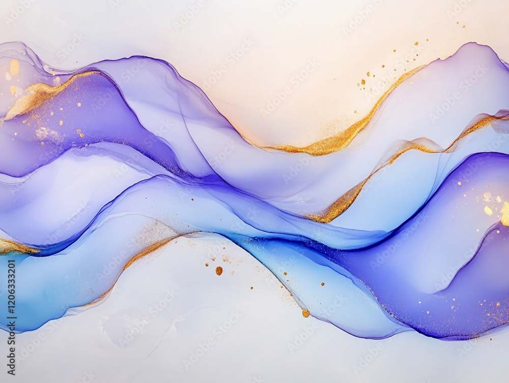 Poster colorful abstract waves with gold highlights on a light background showcasing elegance and creativit