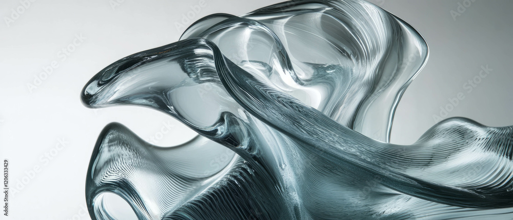 Poster intricate glass sculptures showcasing smooth curves and abstract forms with unique textures