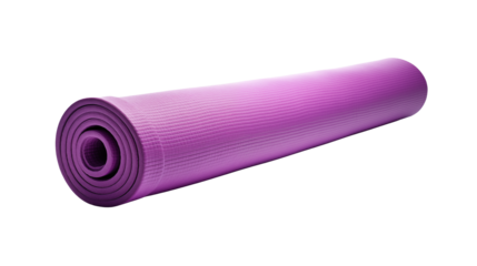 Rolled Purple Yoga Mat for Fitness and Wellness Exercise
