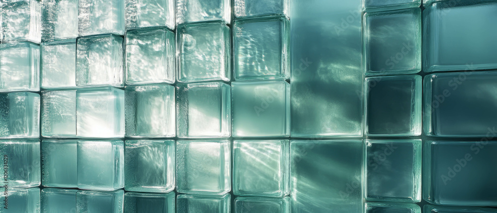 Poster exploring the texture and formation of glass windows with varied shapes and transparency
