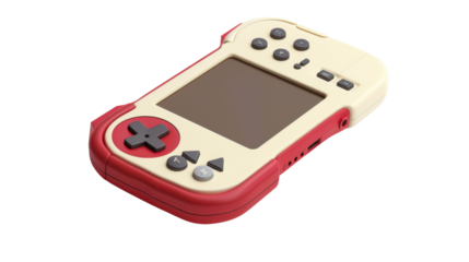 Handheld portable video game console on transparent background 