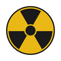 Nuclear power or radioactive material danger warning sign symbol in yellow and black vector © THP Creative
