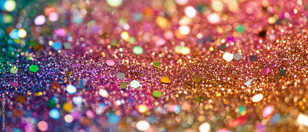 Poster sparkling trails of glitter glue in vibrant colors create a mesmerizing texture