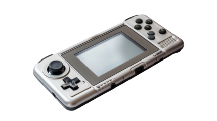 Handheld portable video game console on transparent background 