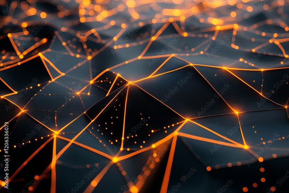 Poster abstract dark orange glowing lines network digital art modern technology background futuristic desig