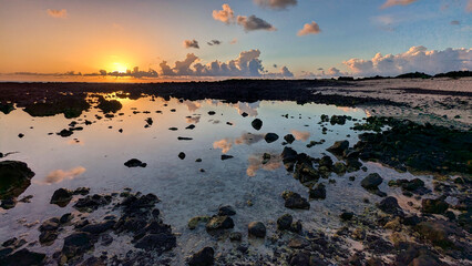 sunrise over the north coast of Lanzarote, Mojon blanco caleta beach, Canary Islands, Spain © IMAG3S