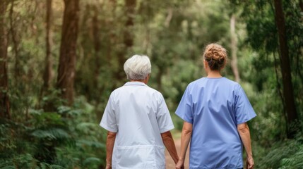 Patients engaging in nature walks as part of their wellness therapy