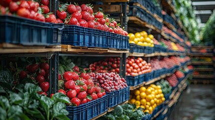 Obraz premium Fresh Produce Displayed in a Vibrant Market Scene