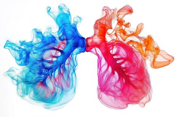 Human Anatomical Concept. Colorful artistic representation of human lungs in vibrant hues.