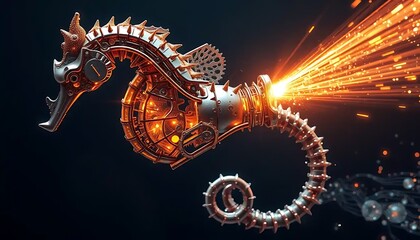 A Mechanical Seahorse Emits Fiery Propulsion