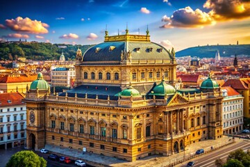 Obraz premium Prague National Theatre Exterior, Czech Republic, Europe - High-Resolution Stock Photo