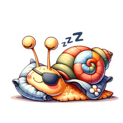 Sleeping Snail Relaxing on a Pillow