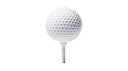 Close up of a golf ball on a tee ready for a perfect drive  Ideal for websites blogs or marketing materials related to golf sports or leisure activities