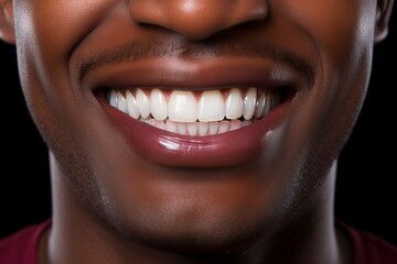 Bright smile radiates joy and confidence in a close-up portrait of a man. Generative AI