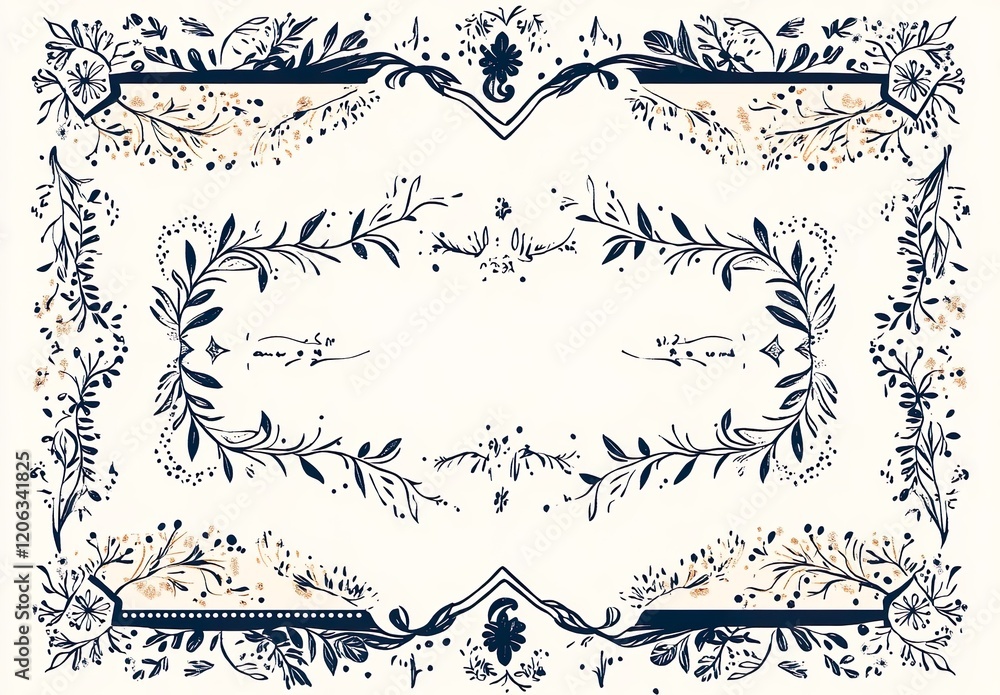 Poster hand drawn line border frame vector design element set