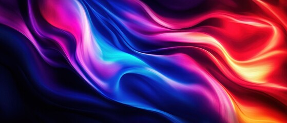 Obraz premium Abstract flowing colorful waves of vibrant pink, blue, and red hues, creating a dynamic and fluid background