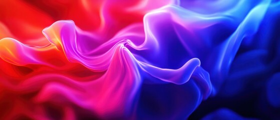 Obraz premium Abstract flowing colorful smoke or liquid with vibrant red, pink, purple and blue hues, creating a dynamic and smooth gradient effect