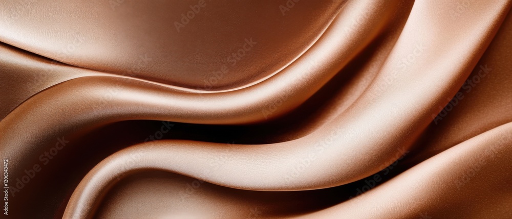 Poster abstract flowing bronze silk fabric with soft folds and smooth texture, creating a luxurious and ele