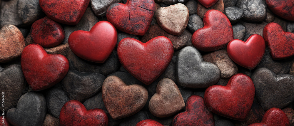 Poster vibrant hearts and rounded shapes create a textured display of love and warmth