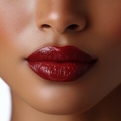 Fototapeta premium Close-Up of Natural Glossy Lips with Radiant Skin Texture 12