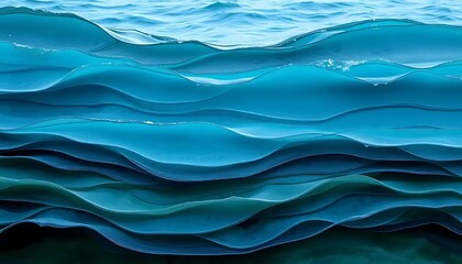 Layered Ocean Waves Abstract Blue Water Design