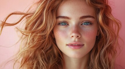 Naklejka premium Portrait of a Woman with Wavy Hair