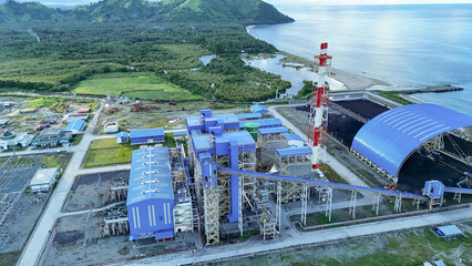 Aerial View of a Coastal Power Plant in the Philippines