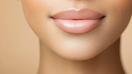 Obraz premium Close-Up of Glossy Lips with Radiant and Smooth Skin Texture 41