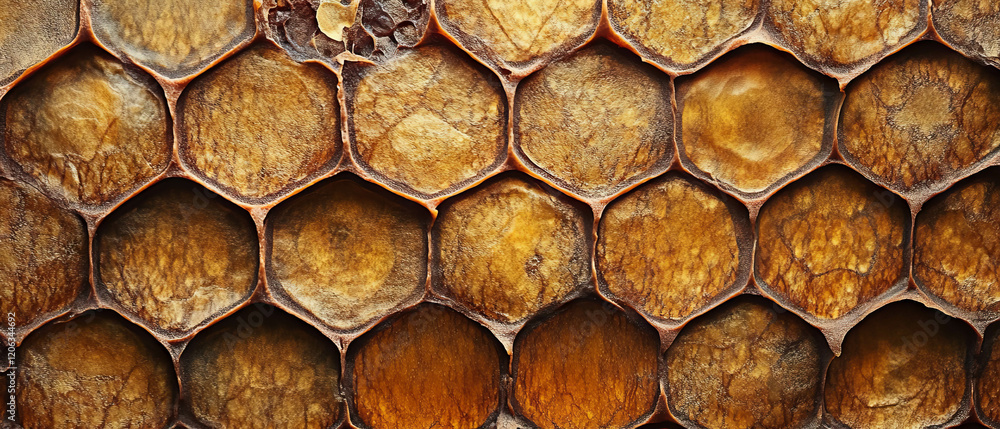 Poster exploring the intricate texture and structure of honeycomb and its hexagonal cells
