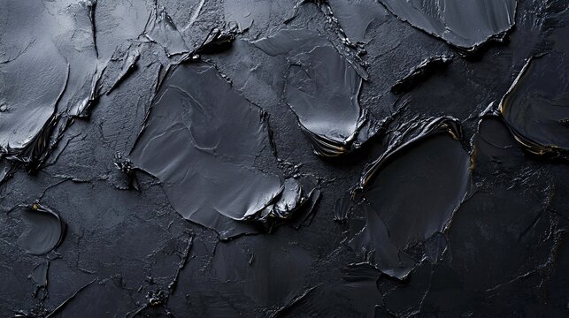 Black impasto oil painting texture background with gold highlights