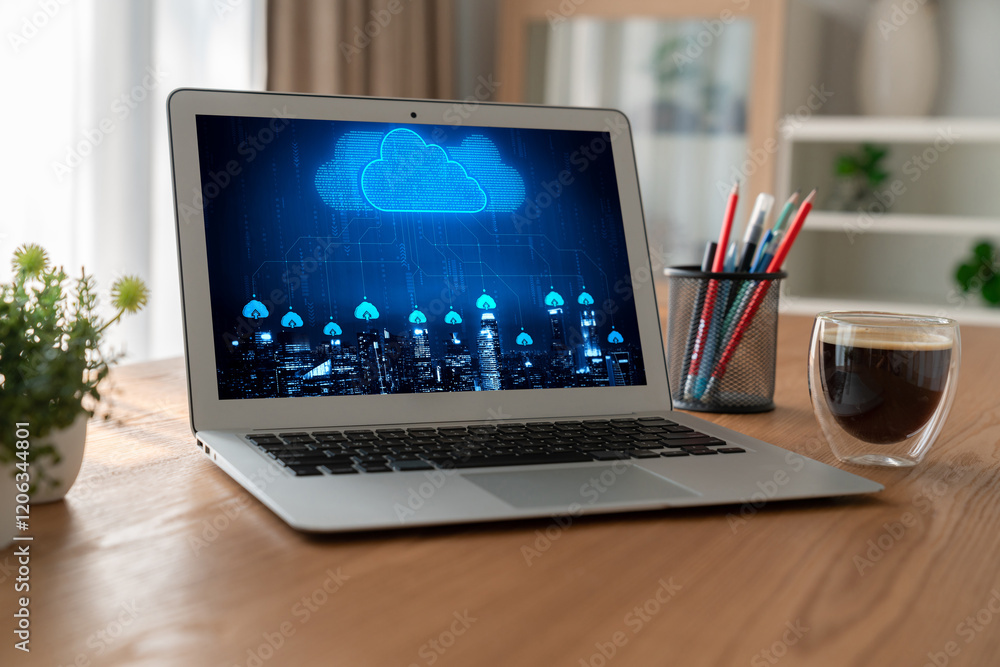 Poster cloud computing software for modish remote work and personal data storage