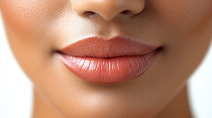 Obraz premium Close-Up of Natural Glossy Lips with Radiant Skin Texture 8