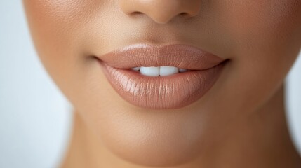 Fototapeta premium Close-Up of Natural Glossy Lips with Radiant Skin Texture 4